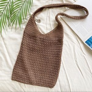 The Sak Light Tan Woven Crochet Crossbody Bag